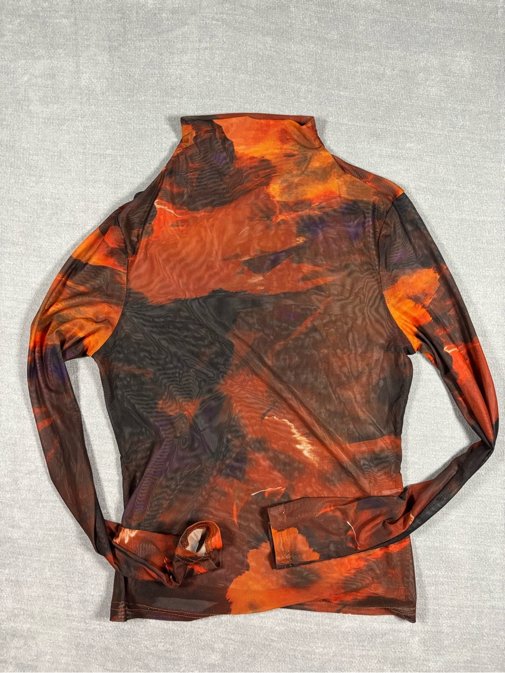 SHEIN orange and black mesh long sleeve top #mesh